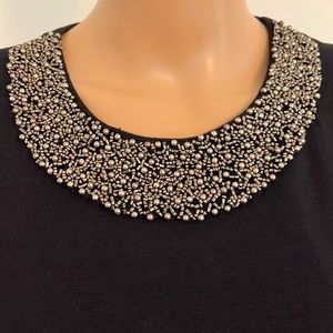 BLACK label Saks Fifth Avenue Adorned Neckline Peplum Top